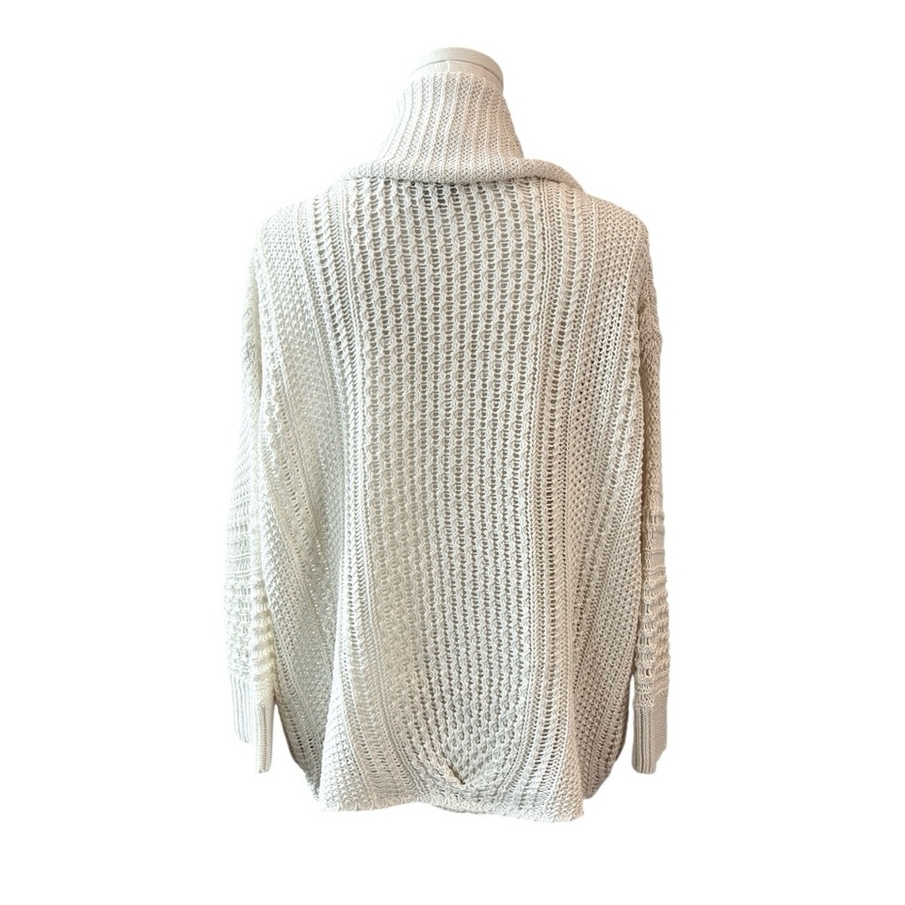Michael Kors Linen Cotton Open Front Cardigan Sweater Knit Cream Ivory White L - Picture 6 of 13